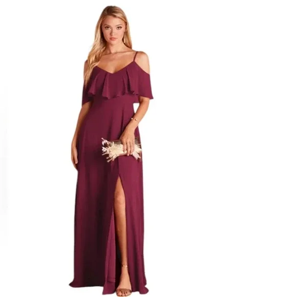 Birdy Grey | Dresses | Birdy Grey Jane Convertible Dress In Chiffon Berry  Floor Length Pockets Size X